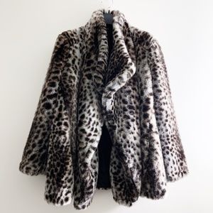 ZARA Faux Fur Leopard-Print Swing Coat - S